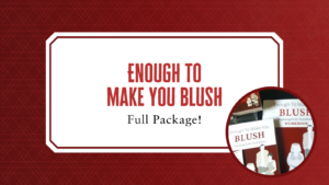 full package display including enough to make you blush book, workbook and decks